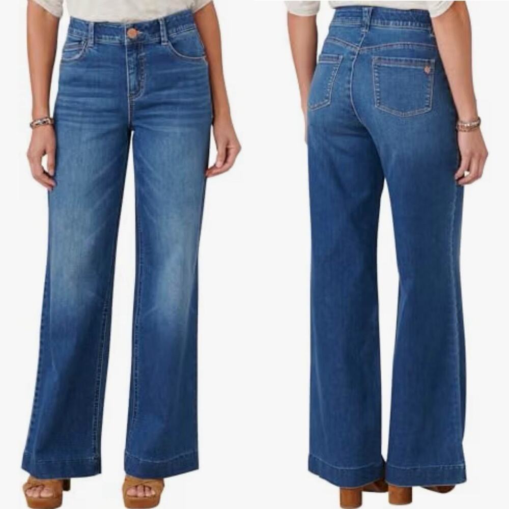 Democracy Ab Solution Wide Leg Jeans Womens Size 6 High Rise Stretch Blue